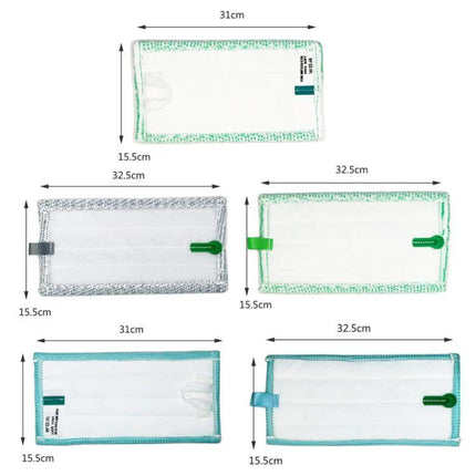 Vorwerk Microfiber Cleaning Cloths for Vacuum Models SP520 and SP600 shown in multiple sizes and colors with measuring dimensions