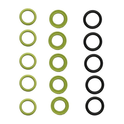 Karcher High Pressure Washer Sealing Ring Replacement Set of 15 - rows of green and black nylon sealing rings for fixing leaks and maintaining pressure washers