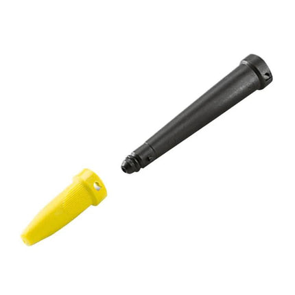 Karcher Reusable Extension Nozzle for Steam Cleaners black and yellow ABS extension nozzle for steam cleaners, angled view