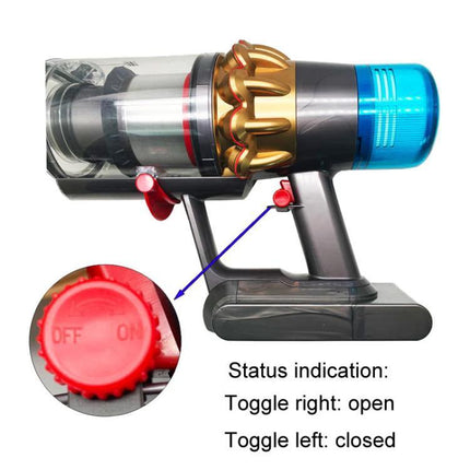 Switch Latch Holder for Dyson Vacuums, Hands-Free Use - red latch securing on/off button on Dyson handheld vacuum for pet hair and long cleaning