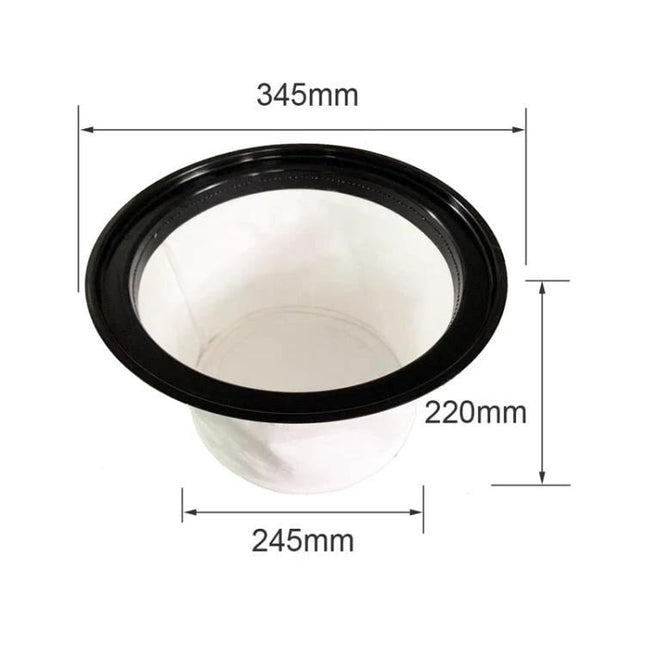 Replacement Dust Filter for Karcher NT Series Vacuum Cleaners - pleated white filter with black rim, dimensions 345mm outer, 245mm inner, 220mm height