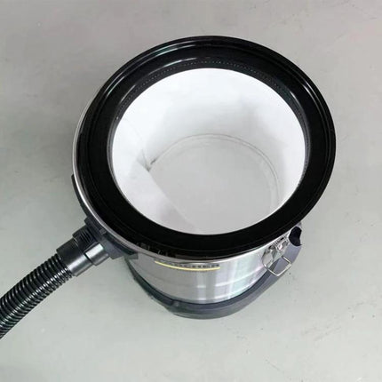 Replacement Dust Filter for Karcher NT Series Vacuum Cleaners shown installed in stainless canister vacuum to capture dust and protect motor