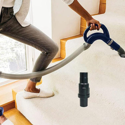 Shark 32mm Vacuum Adaptor for NV350 and NV360 Series shown connecting 32mm brush to vacuum hose for stairs and carpet cleaning
