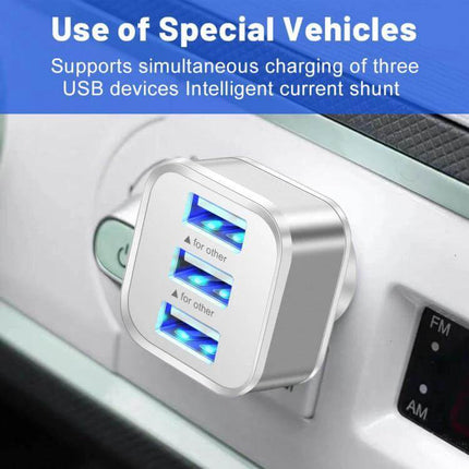 Compact 3-Port USB 2.0 Hub for Laptop Device Expansion in-car white compact hub with three blue-lit USB ports and indicator light