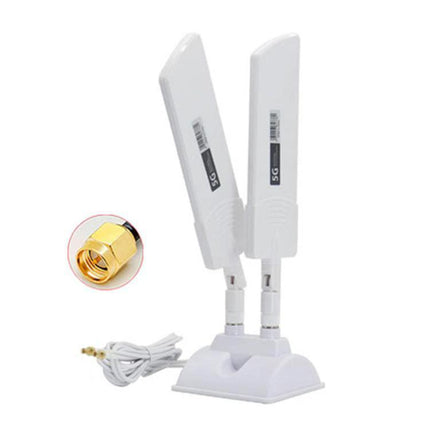 Outdoor External Antenna for 5G WiFi Routers, Long Range Booster white foldable dual-panel antenna with magnetic base and SMA cable