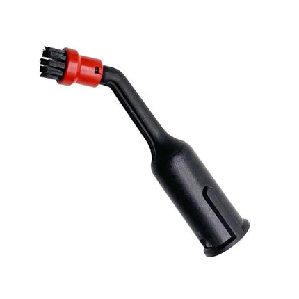 Crevice Nozzle Extension for Karcher Steam Cleaners - angled black and red crevice brush attachment for targeted steam cleaning