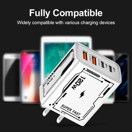 Practical Multi-Port Charger for Everyday Home and Travel Needs - white 120W super fast USB charger with multiple ports and intelligent temperature control