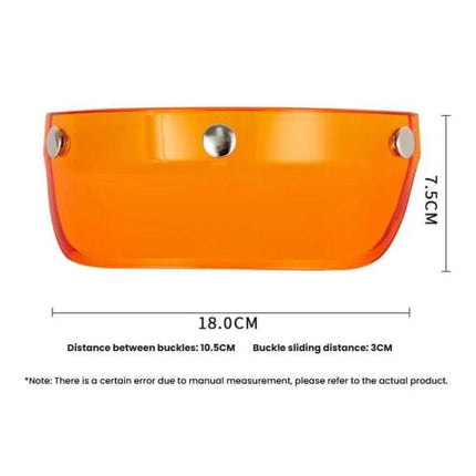 Motorcycle Helmet Brim Sunshade For 3-Buckle Helmets orange visor 18cm width anti-UV synthetic resin with 3 snap buckles