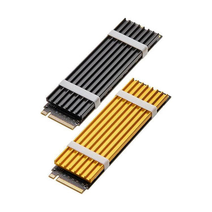 FinalCool Aluminum Heat Sink for M.2 2280 SSDs in Gold - gold anodized aluminum heatsink for SSD cooling and thermal performance