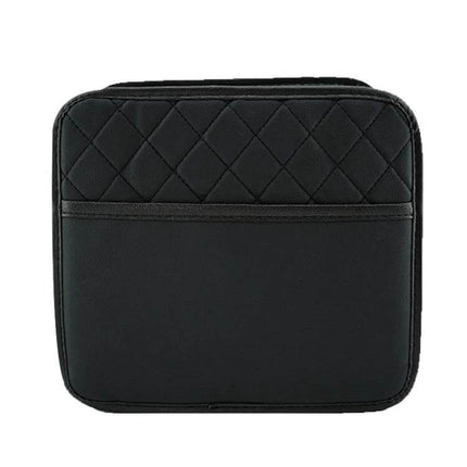 Leather Car Seat Back Storage Bag Large Capacity For Car Organization black quilted eco-leather double-layer organizer for tablets chargers tissues