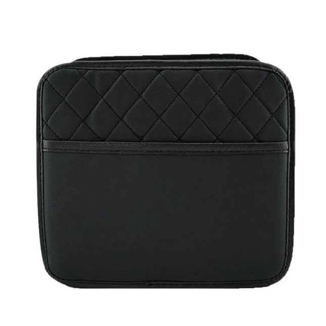 Leather Car Seat Back Storage Bag Large Capacity For Car Organization black quilted eco-leather double-layer organizer for tablets chargers tissues