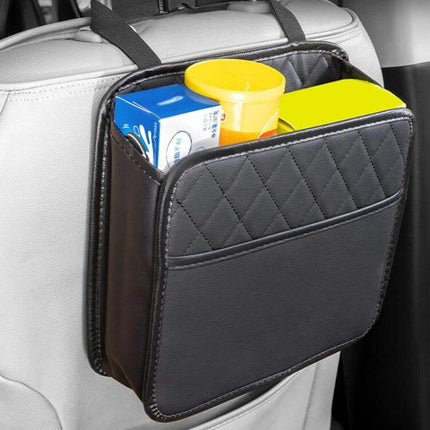 Leather Car Seat Back Storage Bag Large Capacity For Car Organization black eco-leather hanging organizer for tablets toys chargers