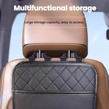 Leather Car Seat Back Storage Bag Large Capacity For Car Organization - quilted eco-leather backseat organizer with tablet pocket and easy-access double-layer storage