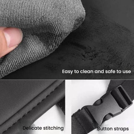 Leather Car Seat Back Storage Bag Large Capacity For Car Organization - eco-friendly leather, easy-to-clean surface, delicate stitching and button straps