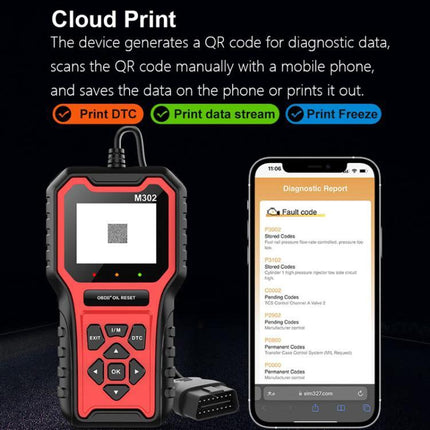 A Practical Tool for Everyday Car Maintenance at Home - handheld OBD2 code reader showing QR cloud print and diagnostic report on smartphone
