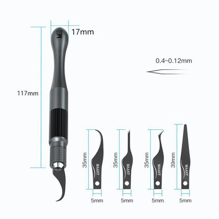 4-in-1 Multi-Tool for Cell Phone and Motherboard Repair - 117mm hand-polished high carbon steel blade set with four 35-39mm tips for precise prying and glue removal