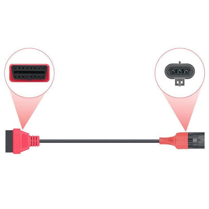 SYM SANYANG OBD Cable for Motorcycle Maintenance Essentials - red diagnostic cable with 16-pin OBD connector and 3-pin SYM plug for garage diagnostics