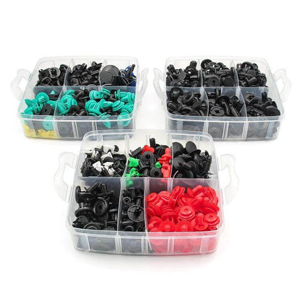 Car Retainer Clips Remover Kit 680 Piece Set For Interior Trim - 680-piece eco-friendly plastic clip assortment in three compartment organizers