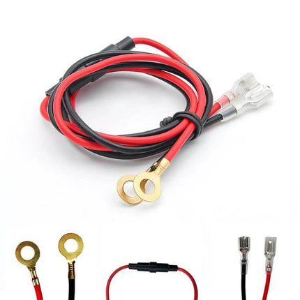 10A 60cm Plug-In O-Type Terminal Power Cable for Vehicle Chargers - red and black fused cable with ring terminals and O-type connector