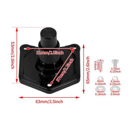 Harley Starter Switch Solenoid End Cap for EVO and Twin Cam compact aluminum push-button solenoid end cap with dimensions and mounting holes
