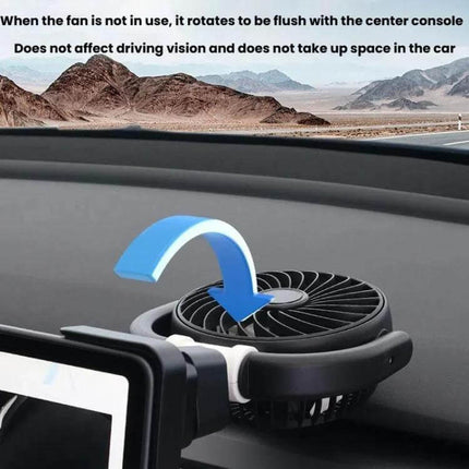 Car Corner Screen Folding Fan USB Powered For Dashboard compact corner-mounted USB fan rotating flush to center console for targeted driver airflow