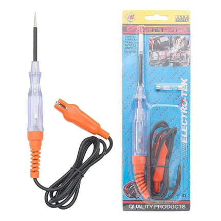 Practical Circuit Tester for Everyday Car Maintenance Tasks - clear-handled pen-style tester with alligator clip and cord for vehicle electrical checks