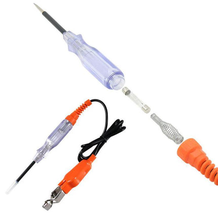 Practical Circuit Tester for Everyday Car Maintenance Tasks - handheld vehicle electrical tester with probe, clip lead and spring guard