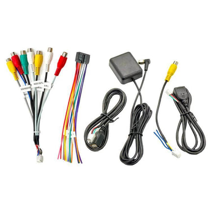 Palminfo Android Navigation Cable 7 Head Audio Cable Set showing 7-head audio leads, 16P power cable, GPS antenna and rear-view USB wiring kit