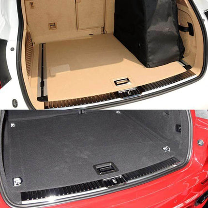 Car Boot Carpet Buckle Trunk Puller For Porsche Cayenne 2010 To 2016 shown installed in beige and black trunk liners, reinforced ABS+PC replacement