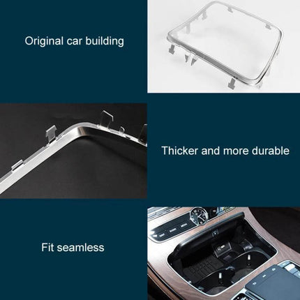 Mercedes E Class Cup Holder Ashtray Cover Decorative Strips - ABS+PC seamless silver trim for center console cup holder