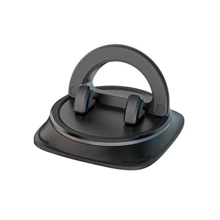 Car Center Console Phone Holder Installation Free Snap On — black ABS silicone snap-on 360° rotating mount for easy one-hand access