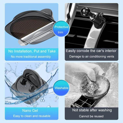Car Center Console Phone Holder Installation Free Snap On tool-free ABS silicone mount with 360-degree rotation for easy one-hand access