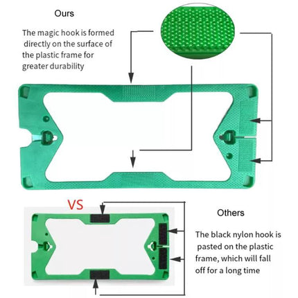 Vorwerk Kobold Magic Brush Frame for Vacuum Cleaning green plastic frame with built-in textured hook for secure mop attachment