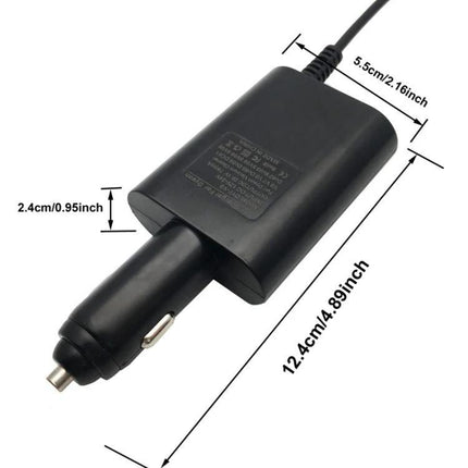 Portable Car Charger for Dyson V10 and V11 Vacuum Cleaners – black vehicle cigarette lighter adapter with cable and measurements
