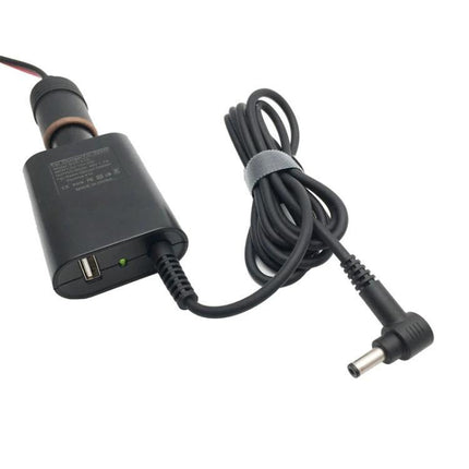 Portable Car Charger for Dyson V10 and V11 Vacuum Cleaners - black in-car cigarette lighter adapter with USB port and coiled DC charging cable