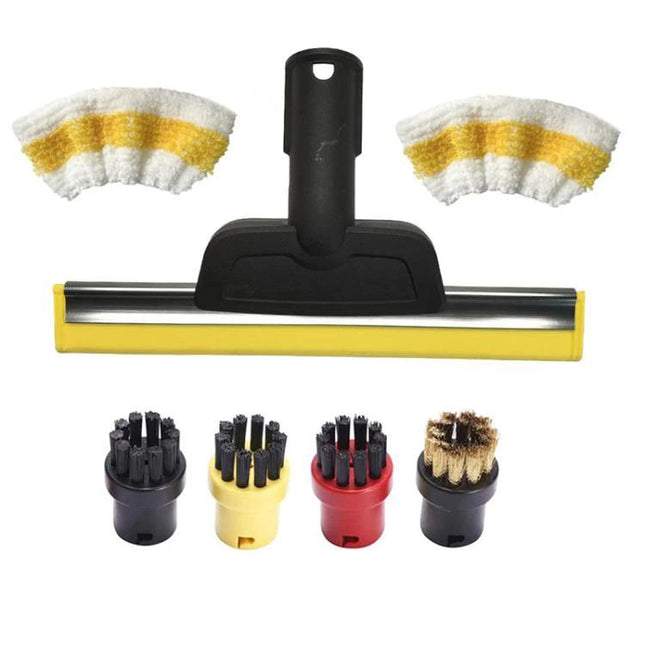 Karcher Glass and Mirror Cleaning Wiper Nozzle for Steam Cleaners - replacement wiper, microfiber pads and brush heads set