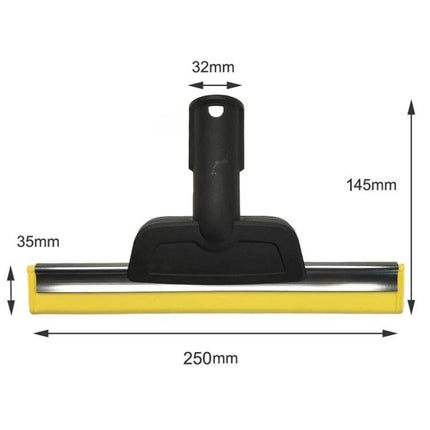 Karcher Glass and Mirror Cleaning Wiper Nozzle for Steam Cleaners – 250mm yellow rubber squeegee with 32mm connector and 145mm height, accessory for steam cleaners