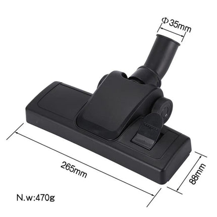 Durable 35mm Floor Brush for Industrial Vacuum Cleaners - black 265mm wide floor brush head with 35mm connector, durable replacement for warehouses