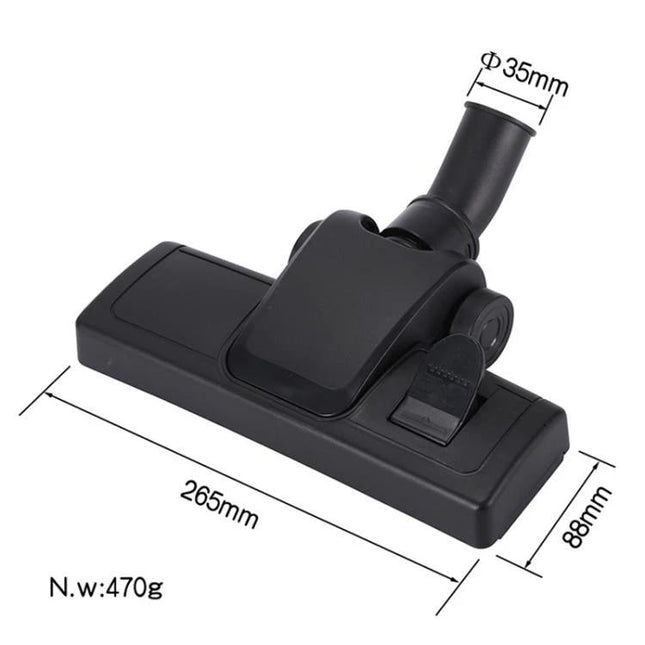 Durable 35mm Floor Brush for Industrial Vacuum Cleaners - black 265mm wide floor brush head with 35mm connector, durable replacement for warehouses