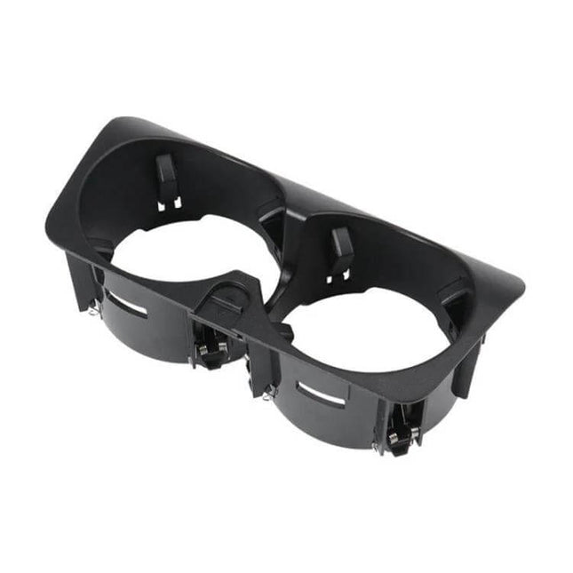 Center Console Cup Holder For Mercedes Benz Black Carbon Fiber - black ABS/PC dual cup holder fits 2015–2021 C-Class GLC E-Class, tool-free install