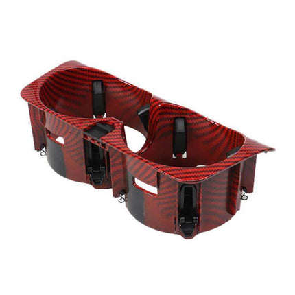 Center Console Cup Holder For Mercedes Benz Black Carbon Fiber - red carbon fiber ABS+PC insert, tool-free fit for C-Class W205 GLC W253 E-Class W213