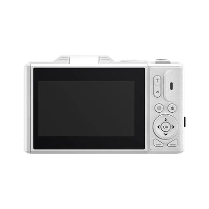 W1 Digital Camera with Flip Screen for Everyday Photography showing rear view with flip screen and control buttons