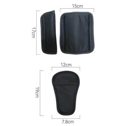 Baby Stroller Seat Belt Shoulder Guard 3 Piece Set Black - black breathable padded shoulder and crotch strap covers with measurements for stroller comfort