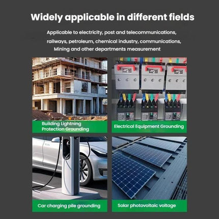 DUOYI Ground Resistance Tester for Home Electrical Safety measuring grounding at construction site, electrical panels, EV charger and solar array