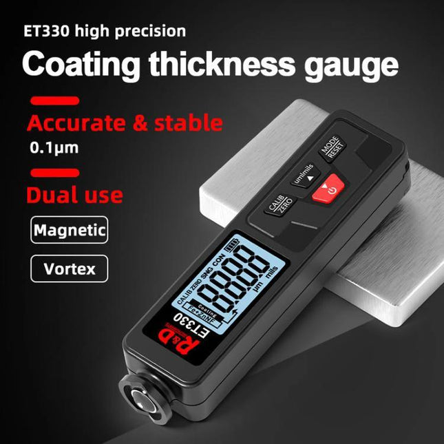 Mingzheng Paint Film Thickness Gauge for Metal Surfaces - compact ET330 coating thickness gauge measuring 0-1500µm for automotive and manufacturing checks