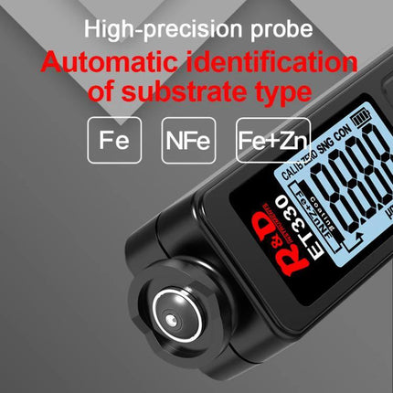 Mingzheng Paint Film Thickness Gauge for Metal Surfaces compact gauge with high-precision probe and automatic substrate ID, measures up to 1500 μm