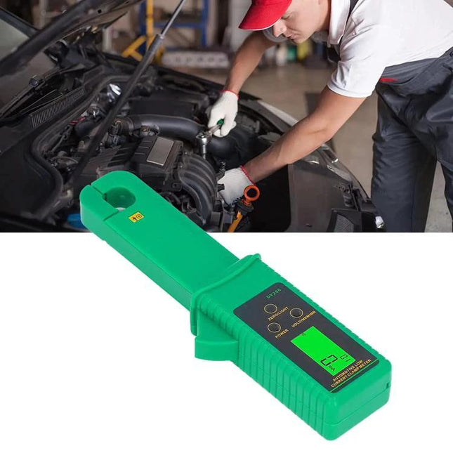 Keep your car's electrical system maintained with DUOYI Clamp Meter - mechanic using clamp meter for alternator and battery checks