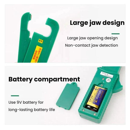 Keep your car's electrical system maintained with DUOYI Clamp Meter - green clamp meter with large jaw and 9V battery compartment
