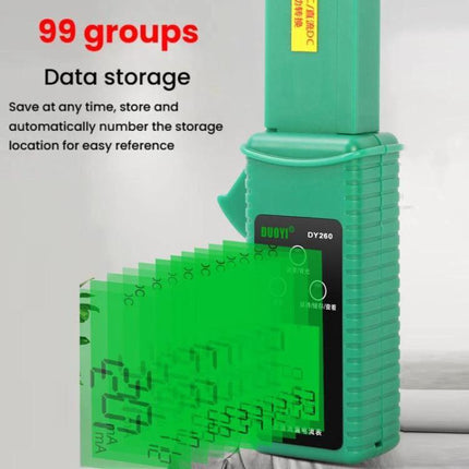 Keep your car's electrical system maintained with DUOYI Clamp Meter shown measuring current and storing 99 groups