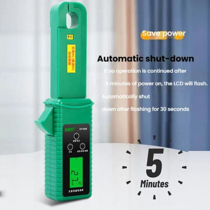 Keep your car's electrical system maintained with DUOYI Clamp Meter - green clamp meter showing automatic shut-down and 5 minutes display